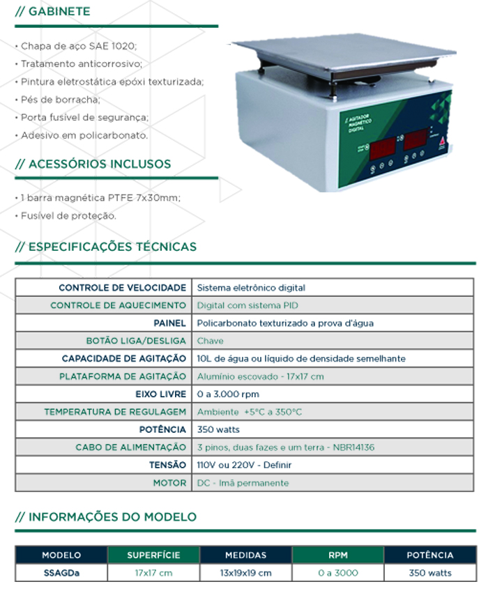 Agitador Magnético Digital Com Aquecimento Capacidade Até 10 Litros